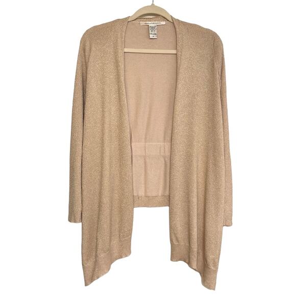 Diane Von Furstenberg Sweaters - Diane Von Furstenberg DVF Gold Metallic Lightweight Jacket M Silk Cashmere